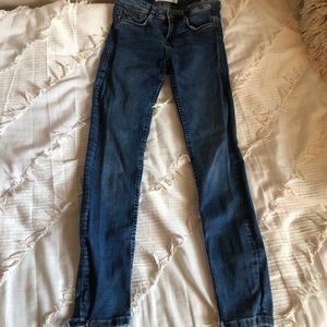 Zara mid wash high rise jeans with stretch